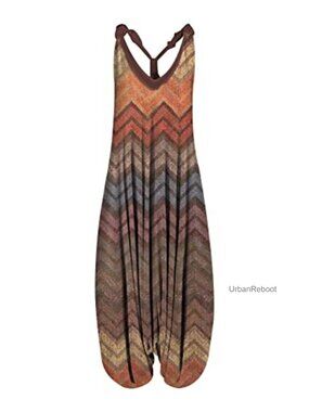 Gihuo Bohemian Harem Jumpsuit Sleeveless Backless Adjustable Straps